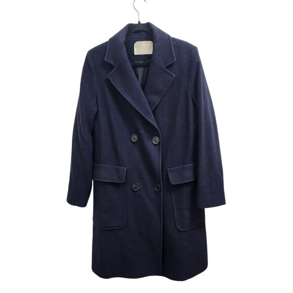 FLEURETTE DOUBLE BREASTED WOOL /Cashmere A-LINE MIDNIGHT LONG JACKET COAT sz 8 - Picture 3 of 16